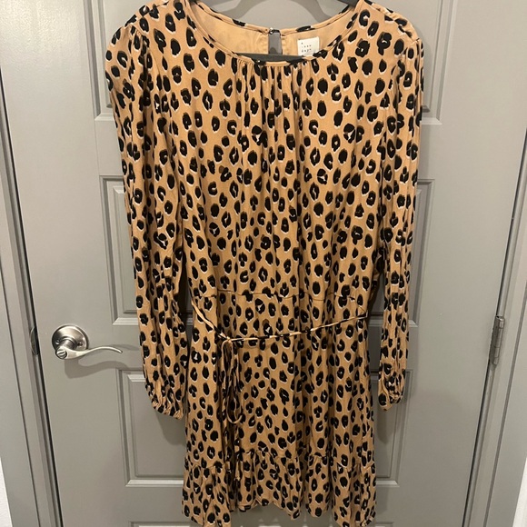a new day Leopard Print Dress with Puff Sleeve, Ruffle Detail and Tie Waist - Picture 2 of 7